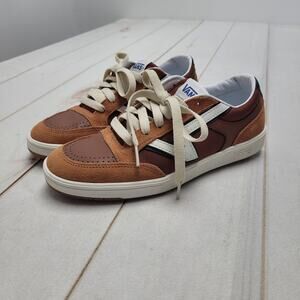 Vans Serio Collection lowland low top brown tan leather suede sneaker shoes
